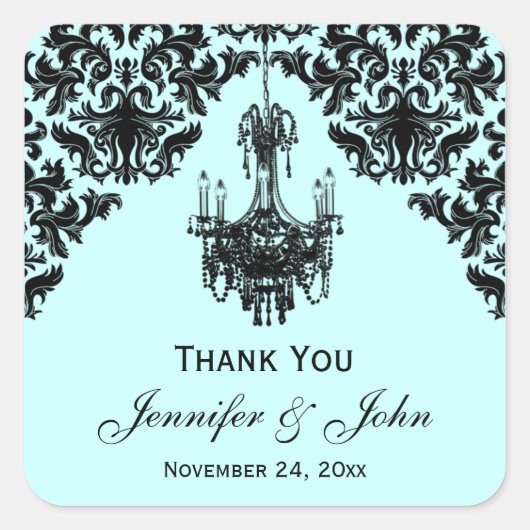 Chandelier bleu et noir Damas Favoriser Sticker (Devant)