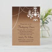 Chandelier Burlap Thanksgiving Dîner Invitation (Debout devant)