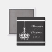 Chandelier classique mariage Favor Magnet (blanc) (Recto/Verso)