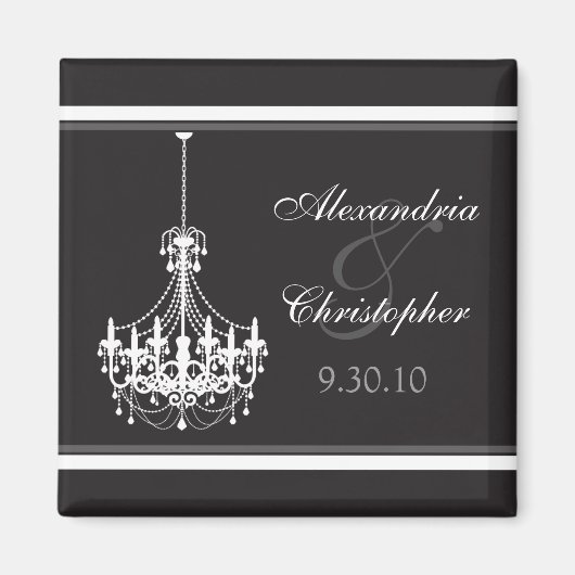 Chandelier classique mariage Favor Magnet (blanc) (Devant)