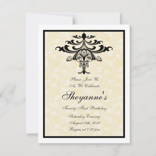 Chandelier Creme 21e anniversaire Invitation (Devant)