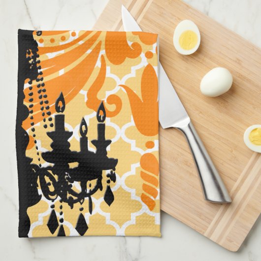 Chandelier Damask Moroccan Tegel Theedoek (Quarter Fold)