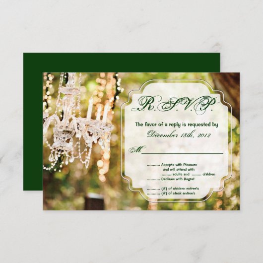 Chandelier de carte de réponse 3x5 R.S.V.P. en chê (Devant / Derrière)