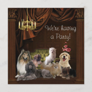 Chandelier Dogs Puppies Party Invitation Sjabloon Kaart