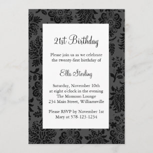 Chandelier en Damask Birthday Invitation Kaart