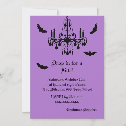 Chandelier en Damask Halloween Invitation Kaart (Voorkant)
