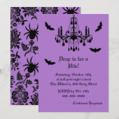 Chandelier en Damask Halloween Invitation Kaart (Voorkant / Achterkant)