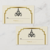 Chandelier et carte de mariage frontière Art déco (Devant / Derrière)