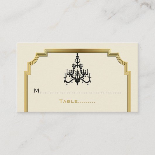 Chandelier et carte de mariage frontière Art déco (Devant)