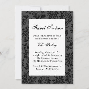 Chandelier et Damask Birthday Invitation