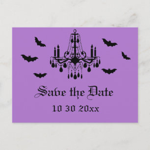 Chandelier et Damask Enregistrer la date Carte pos