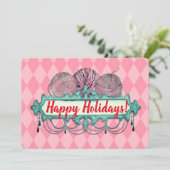 Chandelier fil tricot crochet carte de Noël (Debout devant)