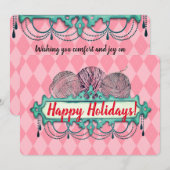 Chandelier fil tricot crochet carte de Noël (Devant / Derrière)