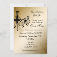 Chandelier Gold élégant Corporate party Invitation