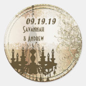  Chandelier Gold Wedding Seal Ronde Sticker (Voorkant)