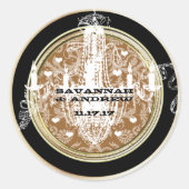 Chandelier Gold Wedding Seal Ronde Sticker (Voorkant)