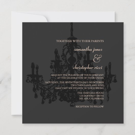 Chandelier, invitations de mariage (Dos)