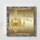 Chandelier Leopard Gold Invitations d'anniversaire (Devant)
