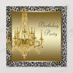 Chandelier Leopard Gold Invitations d'anniversaire