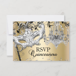 Chandelier Masquerade Gold Quinceanera RSVP