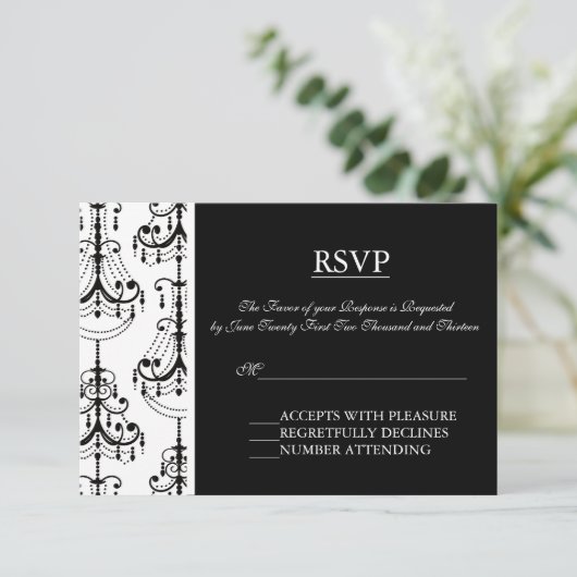 Chandelier noir & blanc Elégantes cartes RSVP (Debout devant)