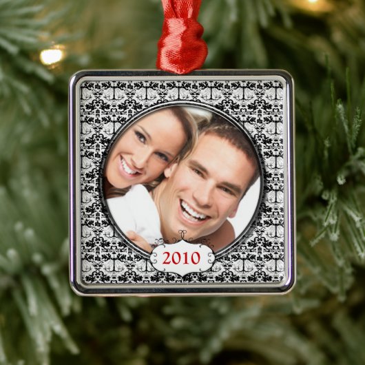 Chandelier noir Damask Photo Ornement de Noël (Arbre)