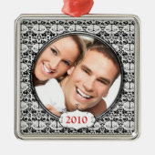 Chandelier noir Damask Photo Ornement de Noël (Devant)