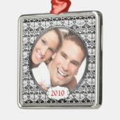 Chandelier noir Damask Photo Ornement de Noël (Gauche)