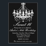 Chandelier noir et blanc Sweet 16 Invitation de fê<br><div class="desc">Élégant lustre noir et blanc Sweet 16 ou tout Invitation de fête. Choisissez customiser pour ajouter vos informations. Supprimez le texte pour laisser une zone vide où vous ne voulez pas de texte.</div>