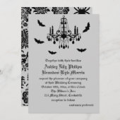 Chandelier noir et Mariage damassé Invitation (Devant / Derrière)