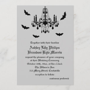 Chandelier noir et Mariage damassé Invitation