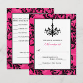 Chandelier rose noir blanc rouleaux Répondre carte (Devant / Derrière)