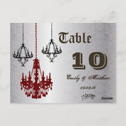 Chandelier rouge et noir Numéro de table (Dos)