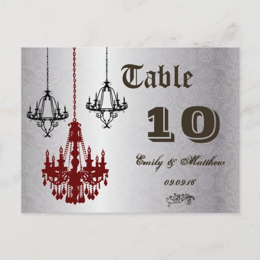 Chandelier rouge et noir Numéro de table (Devant)