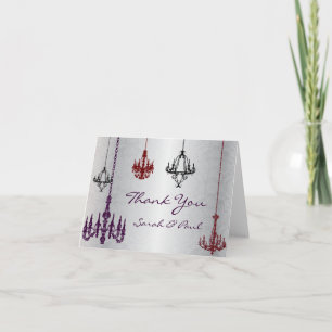Chandelier Rouge Violet & Argent Merci