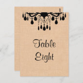 Chandelier sur Burlap Numéro de table (Devant / Derrière)