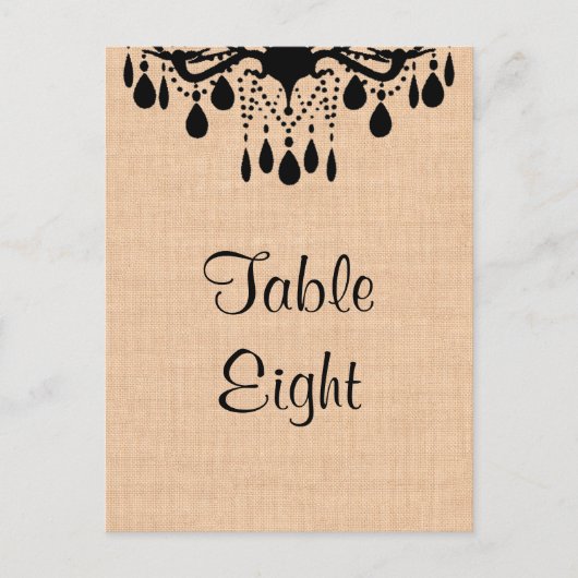 Chandelier sur Burlap Numéro de table (Devant)