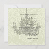 Chandelier sur damas blanc, invitations de mariage (Dos)