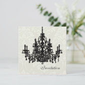 Chandelier sur damas blanc, invitations de mariage (Debout devant)