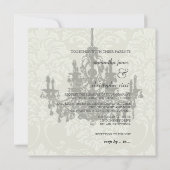 Chandelier sur damas blanc, invitations de mariage (Dos)