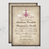 Chandelier vintage Invitations de mariage rustique (Devant / Derrière)