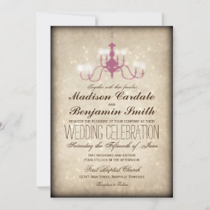 Chandelier vintage Invitations de mariage rustique