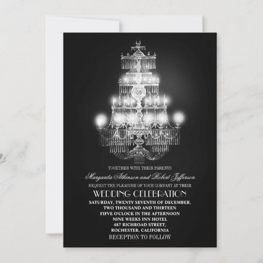 Chandelier vintage invitations noires (Devant)