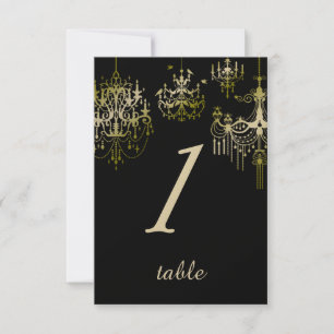 Chandeliers d'or sur la carte de Mariage Black Pos