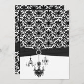 Chandeliers en damas noir blanc Faire-part de mari (Devant / Derrière)