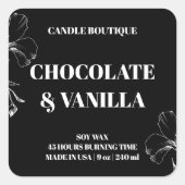 chandelle à fleurs noire et blanche étiquette mode (Devant)