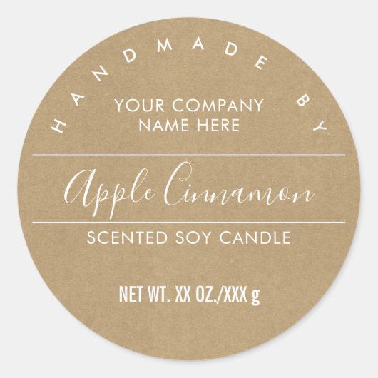 Chandelle artisanale Kraft Papier Look Étiquette (Devant)