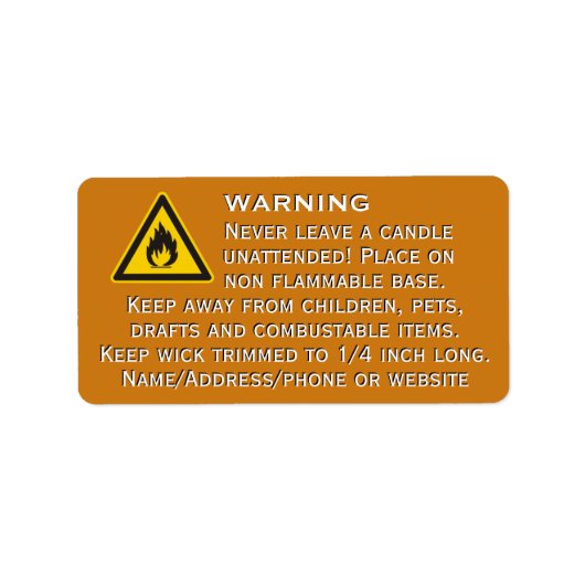 Chandelle cire d'abeille Étiquette d'avertissement (Devant)