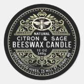 Chandelle de cire d'abeille Heraldic Étiquette de (Devant)