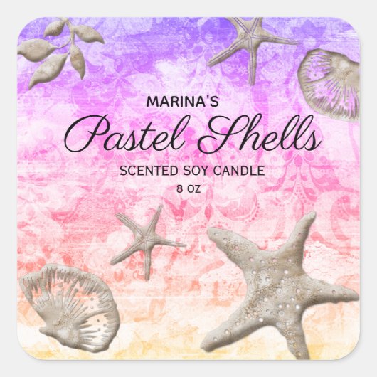 Chandelle de plage Starfish Pastel Shells Sticker  (Devant)